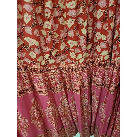 Spell & The Gypsy Red Coral Delirium Tiered Maxi Dress Sleeveless Small - Picture 7 of 10